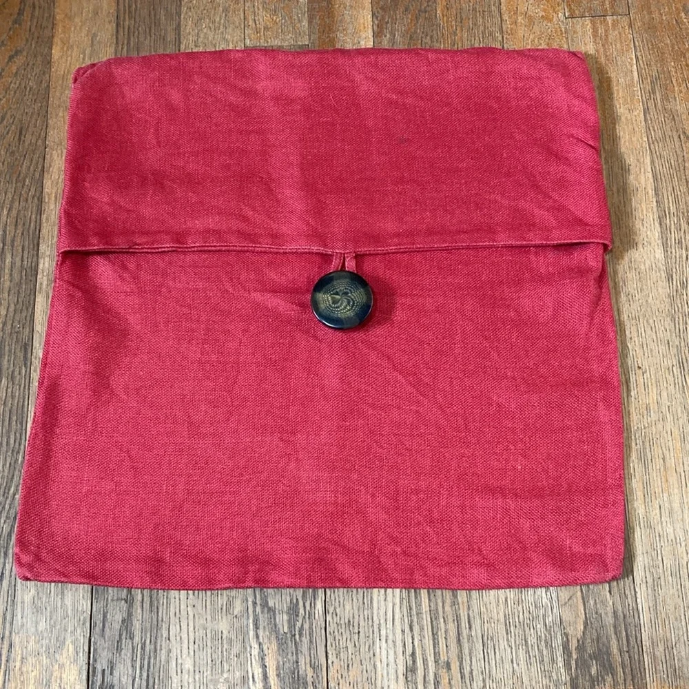 POTTERY BARN LINEN Throw Pillow Cover Case Deep Red 18 x 18 inches